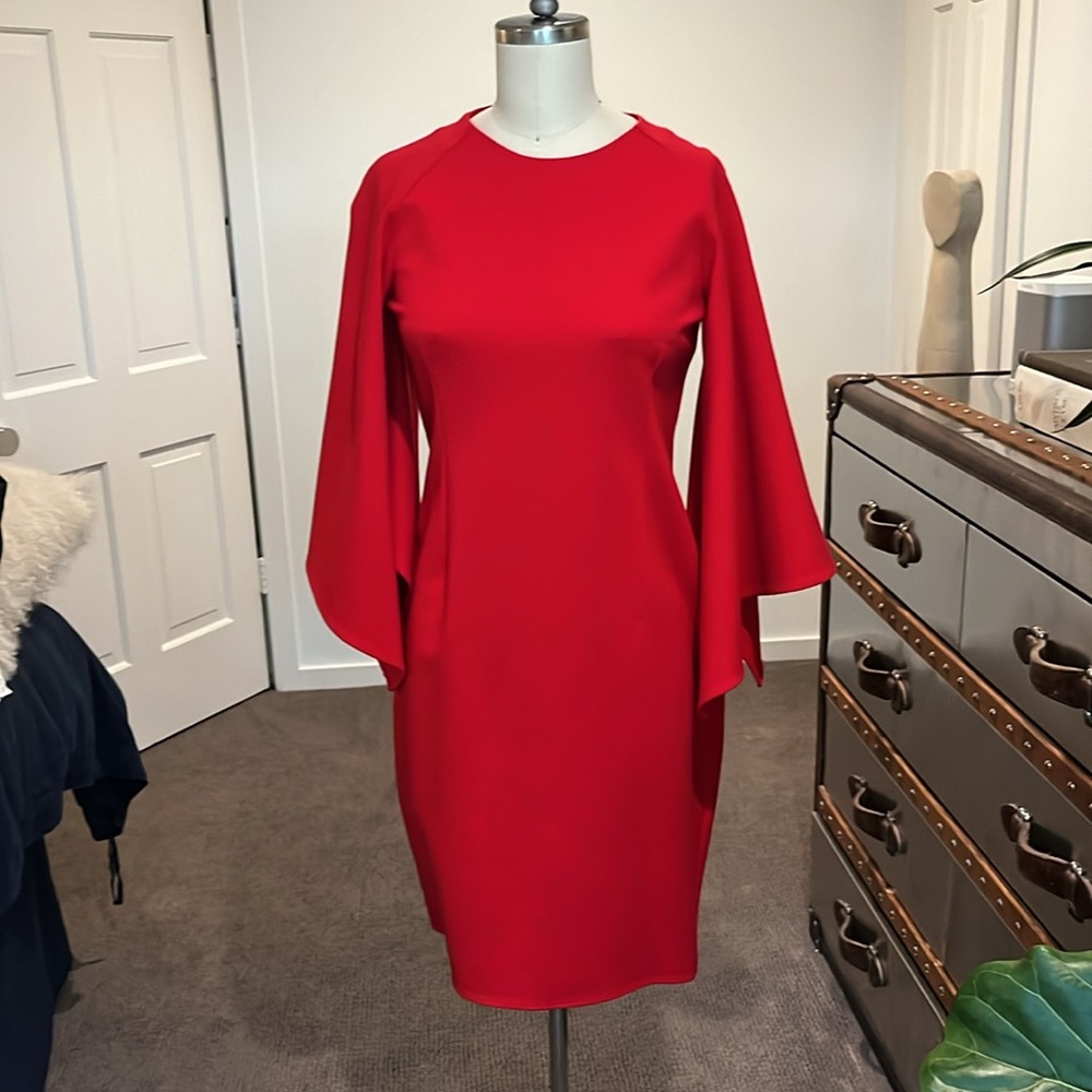 Rhie red dress with dramatic sleeves - size small